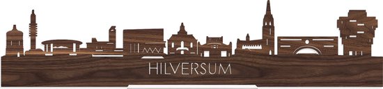 Standing Skyline Hilversum Notenhout - 60 cm - Woondecoratie design - Decoratie om neer te zetten en om op te hangen - Meer steden beschikbaar - Cadeau voor hem - Cadeau voor haar - Jubileum - Verjaardag - Housewarming - Interieur - WoodWideCities