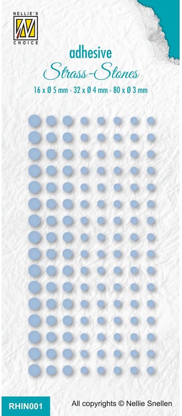 RHIN001 - Strass Nellie Snellen - Set 1 Col bleu vif. 291 - strass auto-adhésifs bleu clair bébé - 3,4,5 mm - 128 pcs