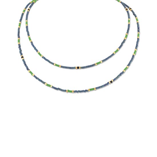 CO88 Collection 8CN- Perles Collier Perles Miyuki 75cm - Vert et Grijs - Epaisseur 1.8mm - Acier - Doré