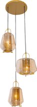 QAZQA kevin - Art Deco Hanglamp - 3 lichts - Ø 55 cm - Goud/messing - Woonkamer | Slaapkamer | Keuken