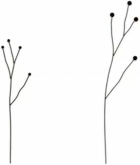 vtwonen bloemsteker takken zwart 50 cm set van 2