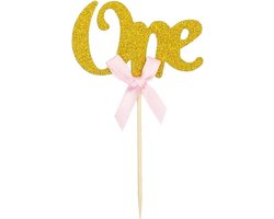 Cakesmash taart topper One met roze strikje - 1e verjaardag - 1 - eerste verjaardag - taart topper