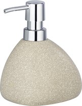 WENKO Distributeur de savon Pion Beige céramique - Distributeur de savon liquide, capacité du distributeur de détergent : 0,36 l, céramique, 11,5 x 14,5 x 9 cm, beige