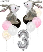 Snoes Bosdier Lapin Sweet Rabbit Set de Ballons 3 Ans - Décoration d'Anniversaire - Fête d'Enfants