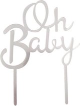 Oh baby acryl cake topper zilver| taart topper baby shower , gender reveal, geboorte