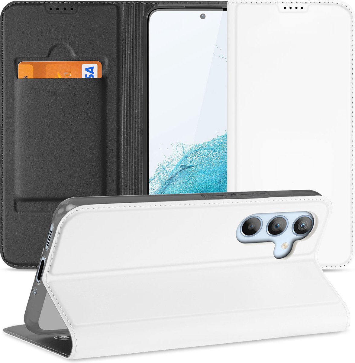 Stand Case Hoesje voor de Samsung Galaxy A54 5G Wit met Pashouder