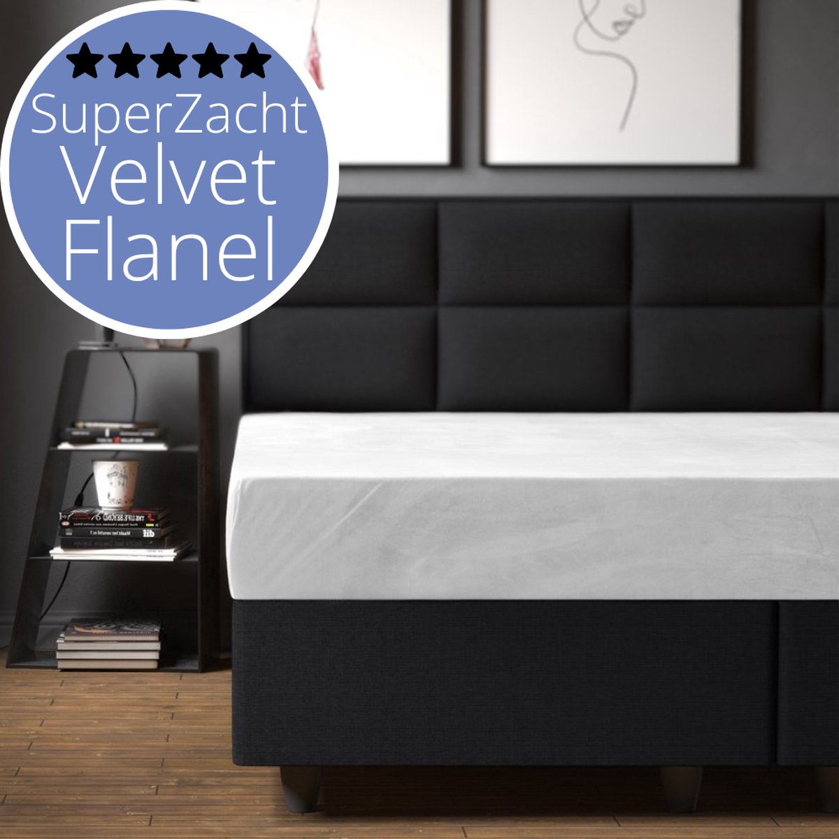 Sleeps Flanel Velvet Hoeslaken Wit Lits-Jumeaux 160x200 cm - Hoogwaardige Kwaliteit - Fluweel Zacht & Heerlijk Warm