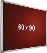 Prikbord Camira stof PRO - Aluminium frame - Eenvoudige montage - Punaises - Rood - Prikborden - 60x90cm