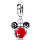 Charme pour Bracelet Pandora | Disney | Charm Pendentif Mickey Mouse | Charme suspendu Charm | Argent véritable | 925 | Zircone cubique noire et transparente | Émail | Rouge | Multicolore | Bracelet Perle | Anniversaire | Cadeau de la Saint-Valentin