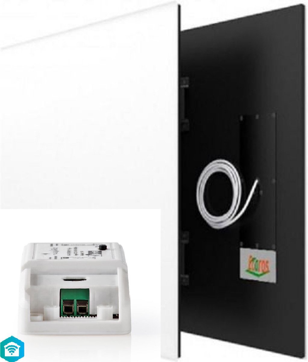 Glazen infrarood paneel 400 Watt met smart switch, 60x60 cm