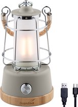 Skandika Kiruna LED-Lamp – Tentlampen – Campinglampen – Buiten Lantaarn – Buitenverlichting – Buiten lamp - Retro outdoor camping lamp met powerbank, traploos dimbaar, draadloos, oplaadbare batterij, USB, warm en koud wit, 75h lichtduur – beige