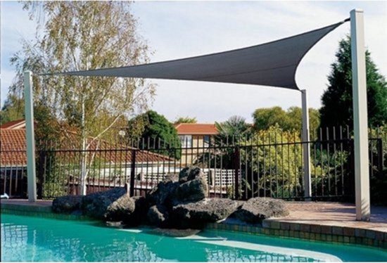 Lifetime Garden Schaduwdoek - Driehoek - Incl. haken - Waterdicht - 3,6 x 3,6 x 3,6 M - Beige/ Tan/ Zwart