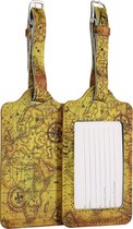 kwmobile 2x étiquette de bagage pour valise - Étiquettes de bagage en similicuir - 11 x 7 cm - Set de 2 en noir / marron / beige