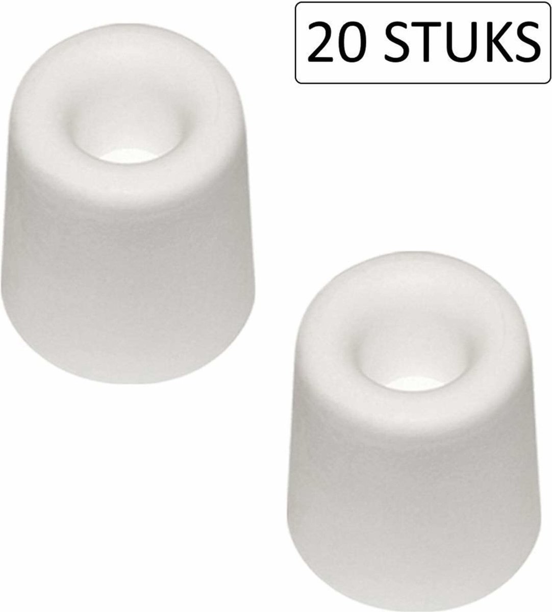 Benson Ronde deurstopper - wandmontage - hoogwaardig rubber - set van 20 - wit