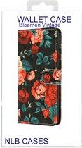 Bookcase Bloemen Vintage Zwart Rood - Samsung Galaxy A50 / A30s - Portemonnee hoesje