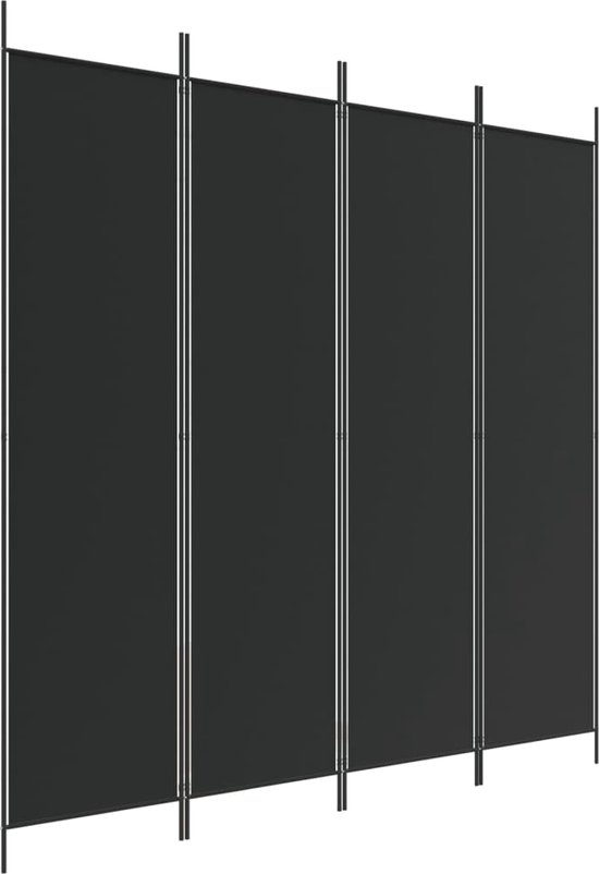 vidaXL - Kamerscherm - met - 4 - panelen - 200x200 - cm - stof - zwart
