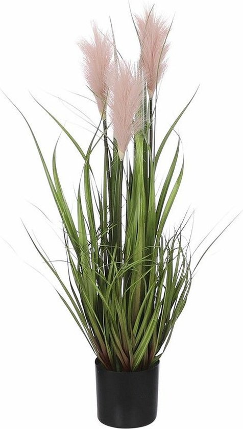 Mica Decorations - plante artificielle plume d'herbe - vert/rose - H80 x D35 cm
