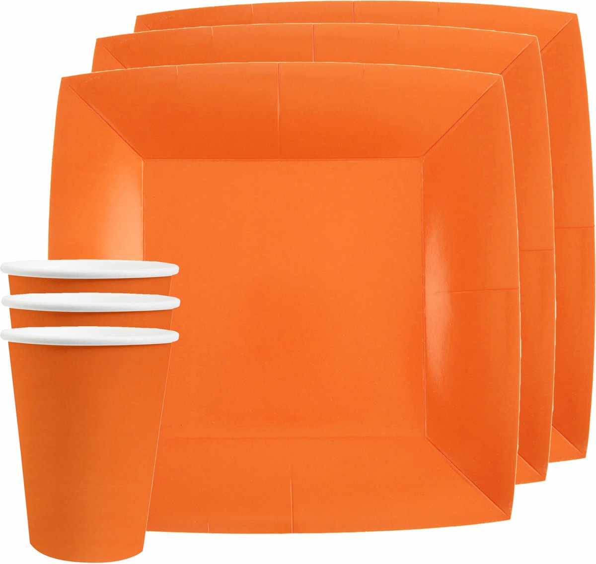Santex feest/verjaardag servies set - 20x bordjes en bekertjes - oranje - karton