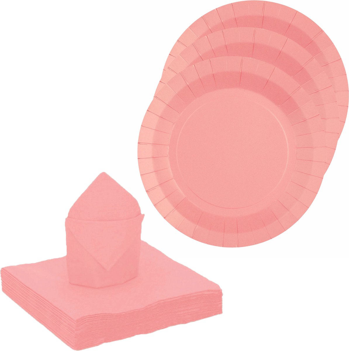 Santex feest/verjaardag servies set - 10x bordjes/25x servetten - roze - karton