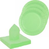 Set vaisselle fête/anniversaire Santex - 10x assiettes/25x serviettes - vert menthe - karton