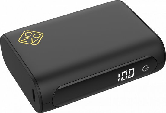 Cazy Mini Powerbank 10000 mAh met Led Display – USB-C & USB-A poort – Broekzak formaat - 22.5W Snellaadfunctie – Zwart