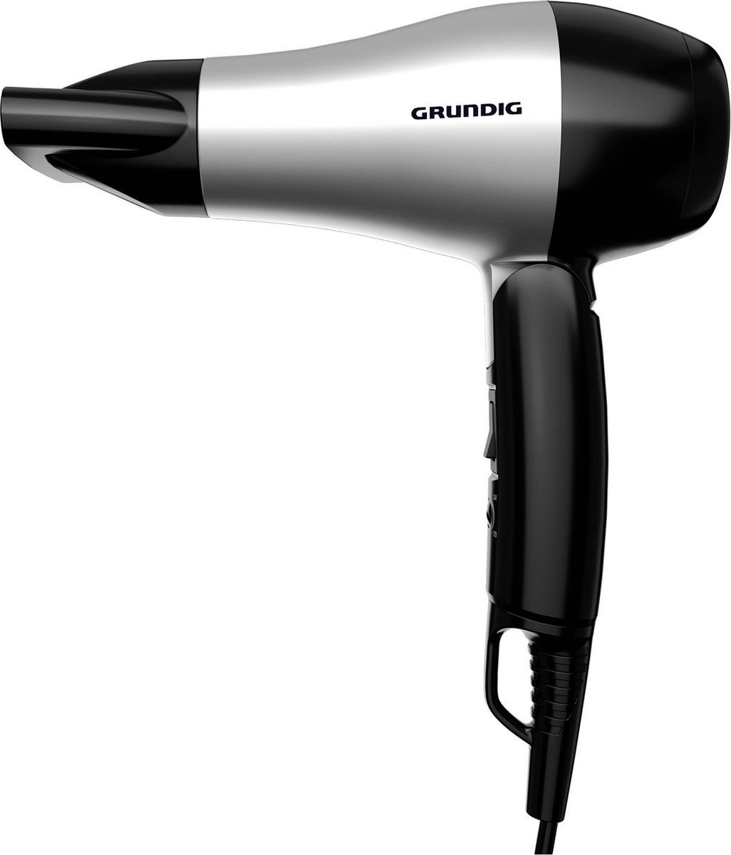 Grundig HD 2200 Reishaardroger/föhn - Zilver/zwart - Wereldwijd gebruik - Inklapbaar