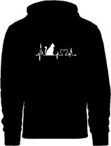 Grappige hoodie - trui met capuchon - hartslag - heartbeat - poes - kat - kitten - kater - dierenliefde - dierenliefhebber - katten - poezen - maat XL