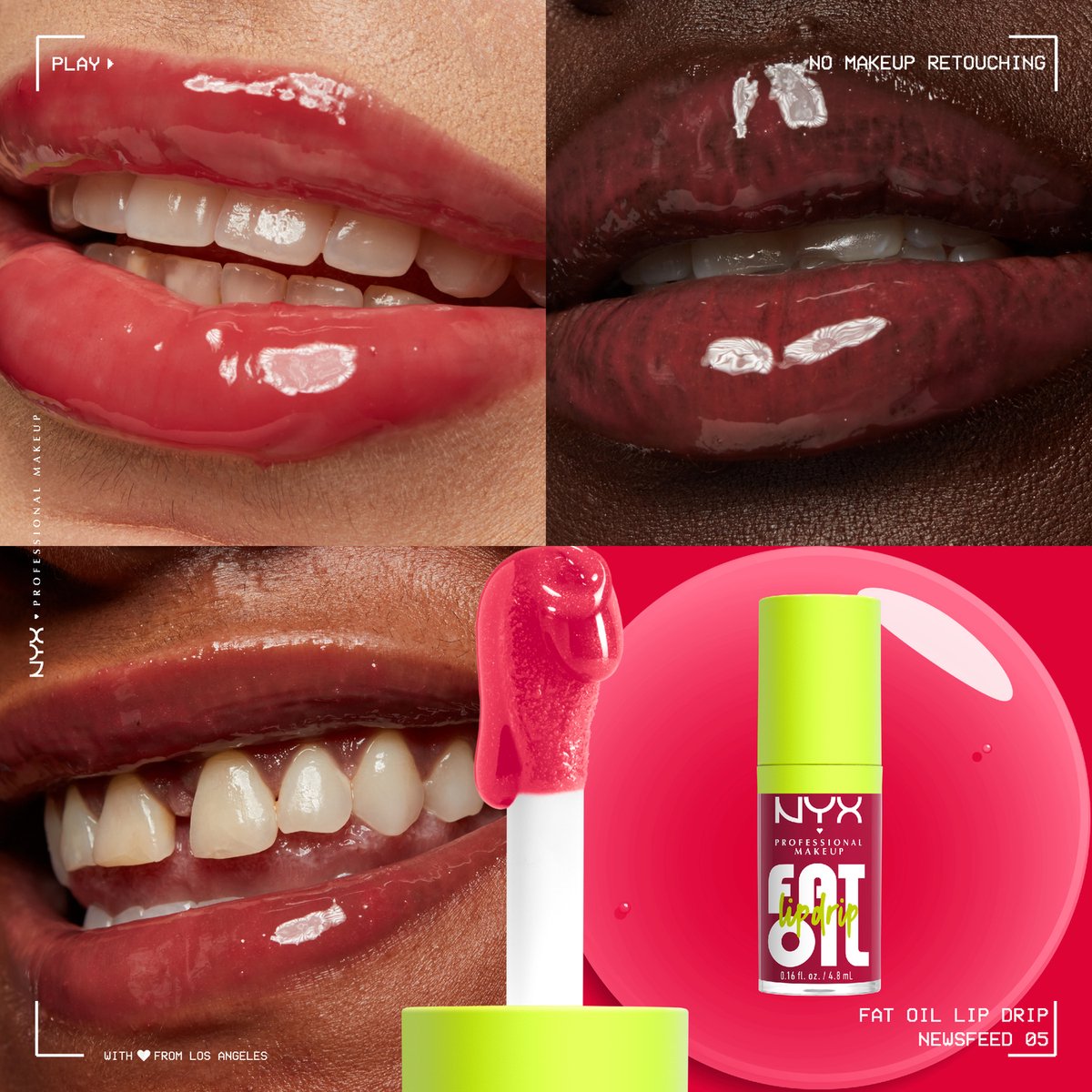 NYX Professional Makeup Fat Oil Lip Drip Lipgloss - Tot 12 uur hydratatie - Verrijkt met kruipbraamolie, framboosolie en squalaan - Newsfeed - 4,8 ml — cadeau in Verzorging - foto 4