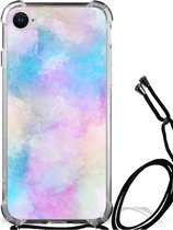 Telefoon Hoesje iPhone SE 2022 | 2020 | 8 | 7 Anti Shock Hoesje met transparante rand Watercolor Light