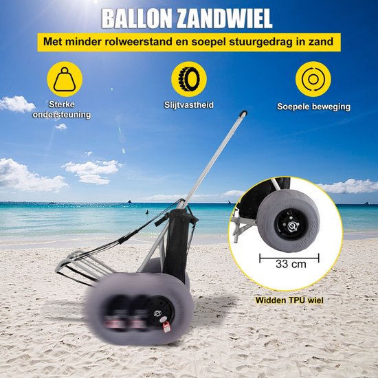 Bolture Bolderkar Opvouwbaar Luchtbanden - Bolderwagen - Strandkar - Strandtrolley - Beach Trolley - Strandwagen - Inclusief Pomp van Bolture — afbeelding 3