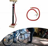 Bol.com Benson Klassieke fietspomp - houten voetplaat - max 3 bar - handmatig - zwart/rood aanbieding