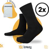 Loxxey® - Katoen - Herensokken - 2 Paar - Maat 43-46 - Zwart
