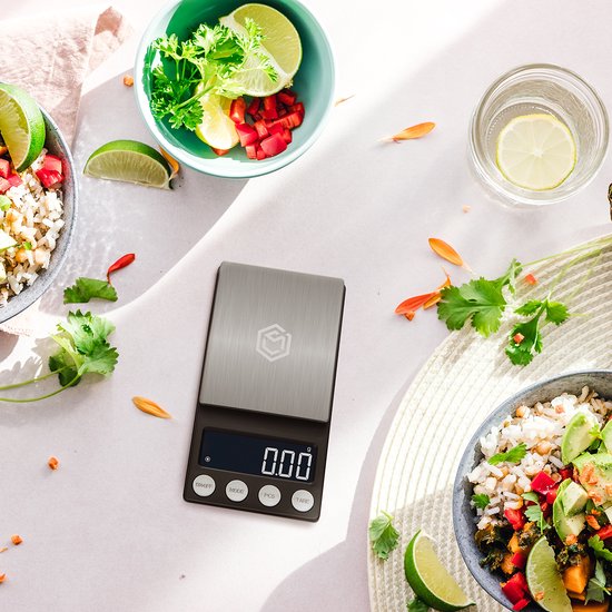 Ease Electronicz digitale mini precisie keukenweegschaal - 0,01 tot 500 gram - 14.2 x 7.5 cm - pocket scale op batterij - weegschaal keuken
