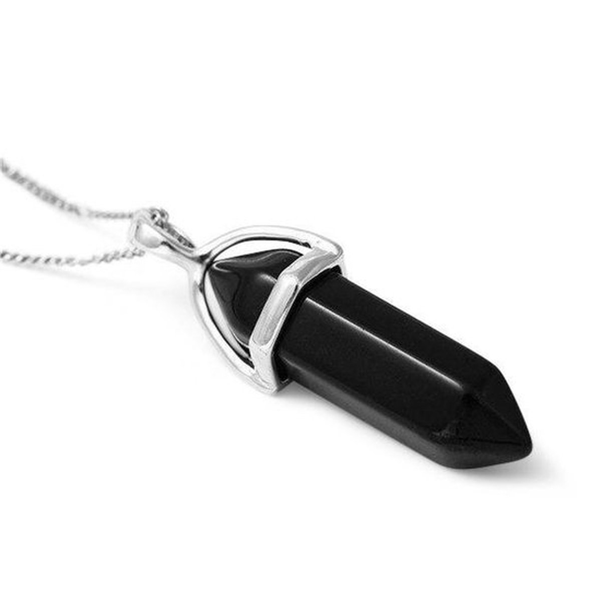 Kasey - Obsidiaan Hanger Aan Ketting - Ketting Dames - Edelsteen Ketting - 45cm + 5cm Verstelbaar - Cadeautje Voor Haar