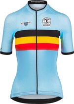 BIORACER Wielershirt Dames Korte Mouw - Collectie Icon Classic Official Team België (2024) - Blauw - XL - Fietskleding voor Wielrennen