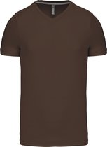 Chocolade T-shirt met V-hals merk Kariban maat S