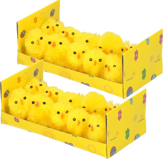 Paas kuikens - pluche - 3,5 cm - 20x stuks - Paasversiering - Paaskuikentjes