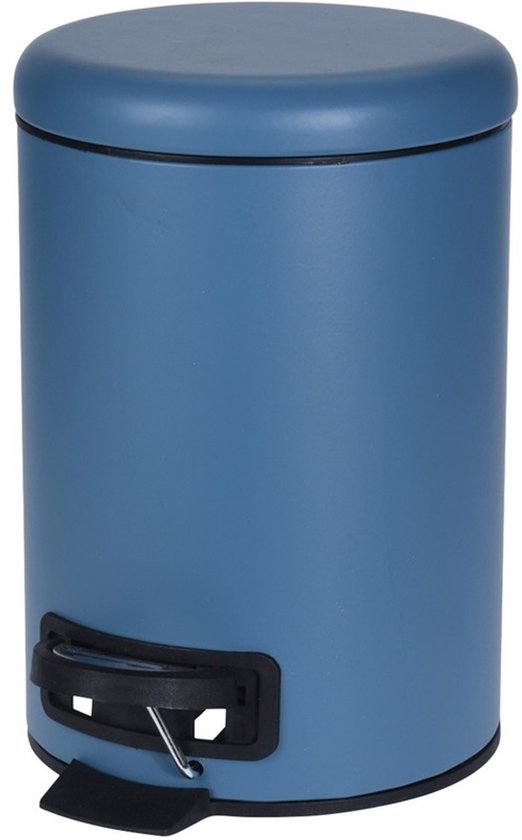 Donker blauwe vuilnisbak/pedaalemmer 3 liter - Vuilnisemmers/vuilnisbakken/pedaalemmers/prullenbakken voor toilet