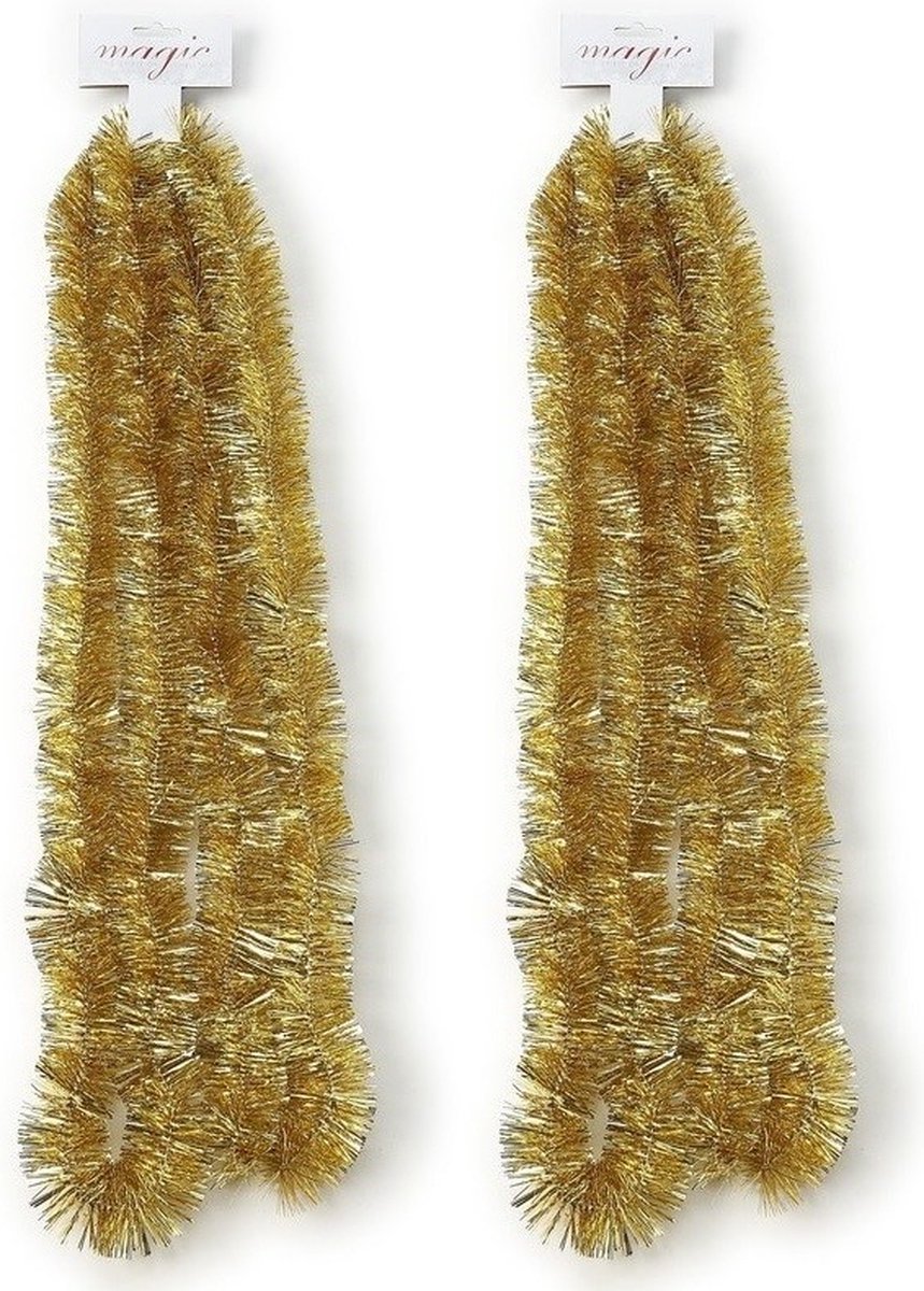 2x inge christmas goods kerstslinger-guirlande - goud - glanzende lametta - 270 cm