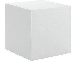 Hobby/knutsel piepschuim kubus blok - 20 x 20 cm - wit - figuren om te knutselen