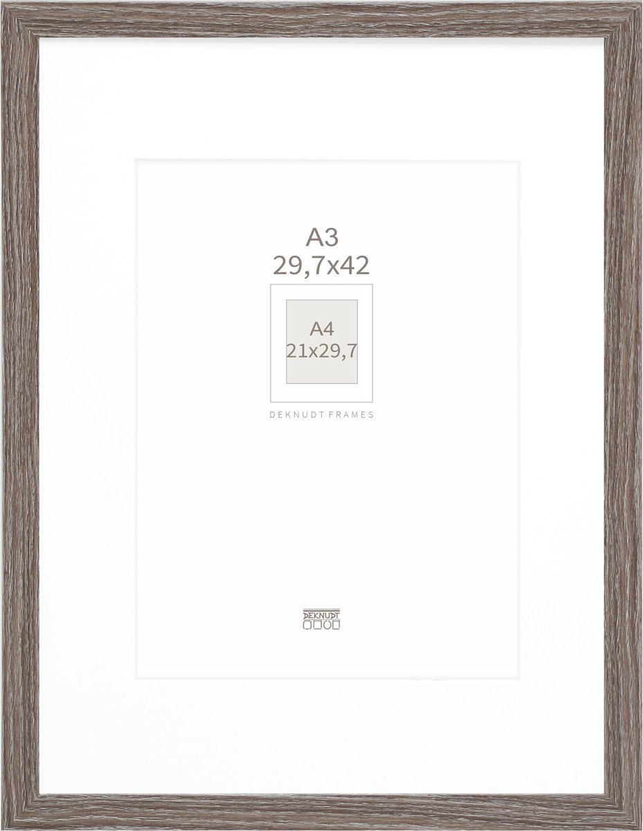 Deknudt Frames fotolijst - grijs- passe-partout - 21x29,7 / 29,7x42 cm