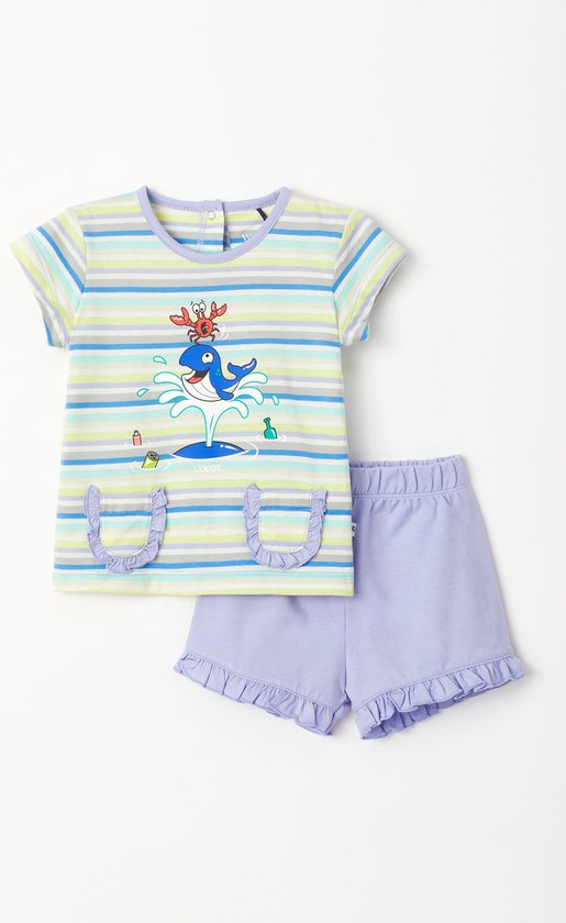 Woody pyjama baby meisjes - multicolor gestreept - walvis - 231-3-PSG-S/904 - maat 68