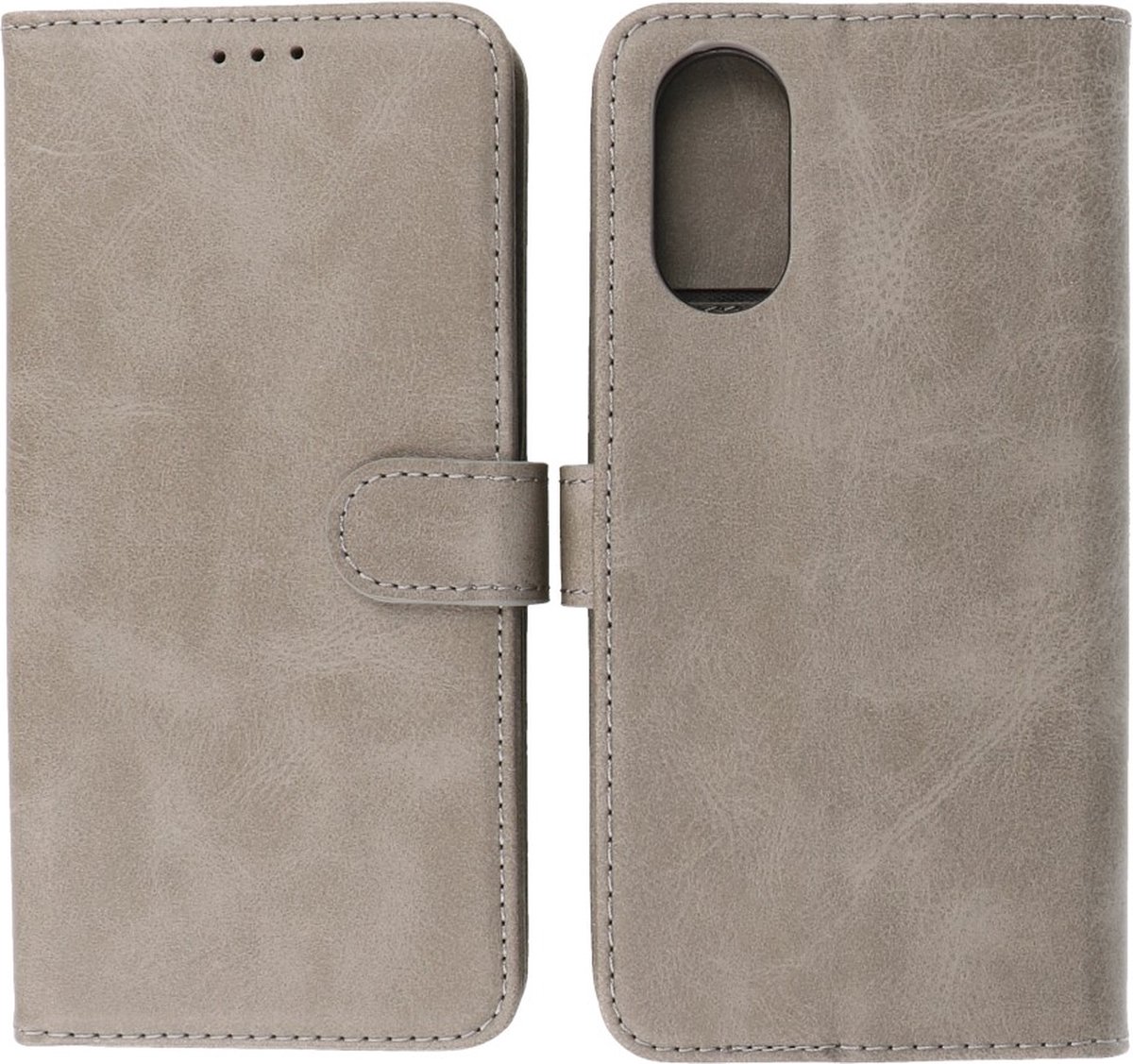 Oppo A17 Hoesje Book Case Portemonnee Telefoonhoesje - Grijs