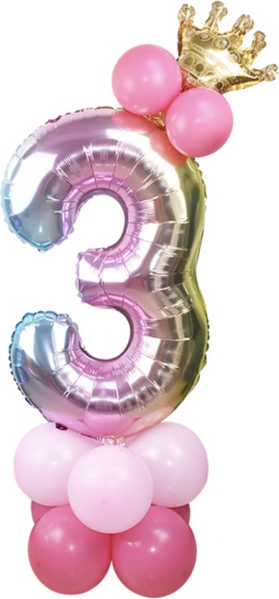 Verjaardag Versiering Meisje Roze / Rosé - 3 jaar - 10 stuks - Ballonnen Verjaardag Versiering Meisje Roze / Rosé - 3 jaar - 10 stuks - Ballonnen