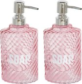 2 x pièces de distributeurs de savon / distributeurs de savon rose perle en plastique 500 ml - Distributeur de savon de salle de bain / cuisine