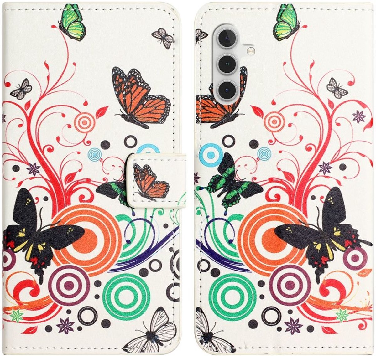 Hoesje Portemonnee Book Case Butterfly Print Geschikt voor Samsung Galaxy A34