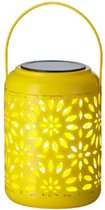 Solar lantaarn ijzer geel met hengsel 17 cm - Tuinlantaarns - Solarverlichting - Tuinverlichting