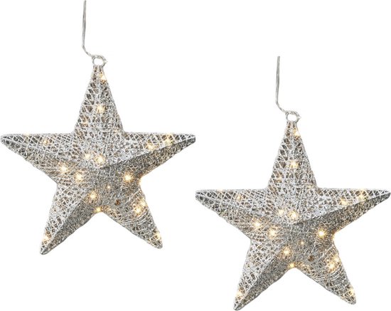 Guru-Shop Opvouwbare Adventsster van Verlicht Papier, Kerstster 60 cm - Marinus Zilver, Papieren Sterren - Enkelkleurig
