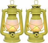 Set van 3x stuks gele LED licht stormlantaarn 24 cm met vlam effect - Campinglamp/campinglicht - Vuur LED lamp
