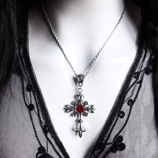 WiseGoods Luxe Gothic Vintage Kruis Ketting Dames - Kettingen Vrouwen - Magic Sieraden - Sieraad Vrouw - Collier - Cadeau - Zilver